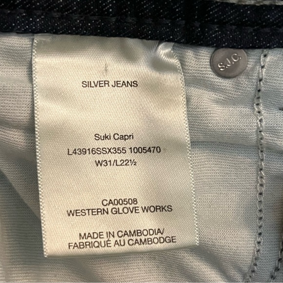Silver Jeans Co. Silver Suki Capri Jeans Waist 31 x 22.5 Length - Picture 6 of 9